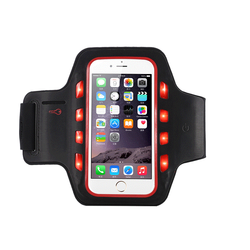 Aktualności Design Promocyjny Logo Silk-Print Druk LED Sporta Ramię Band Light Ochronne Telefon komórkowy Opaskina iPhone 6- 4,7 cala